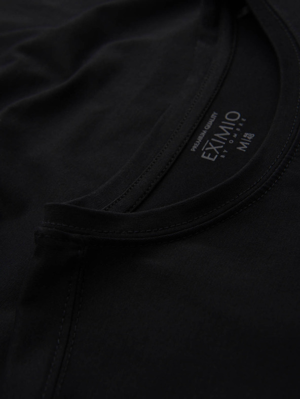 Ombre Clothing Férfi SLIM FIT póló elasztánnal és nyomtatással fekete Ombre Ruházat