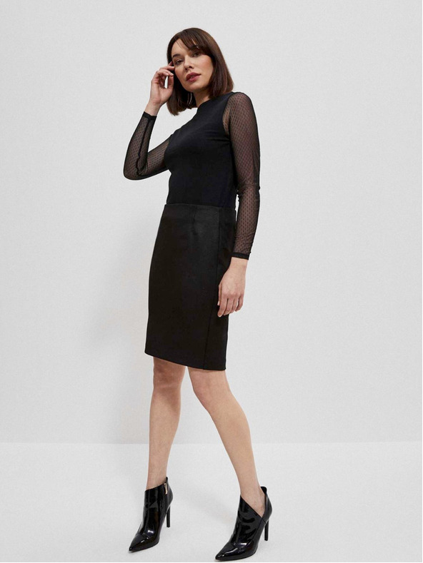 Moodo Fekete női blúz átlátszó ujjakkal Moodo