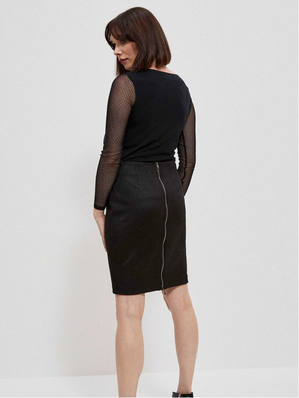 Moodo Fekete női blúz átlátszó ujjakkal Moodo