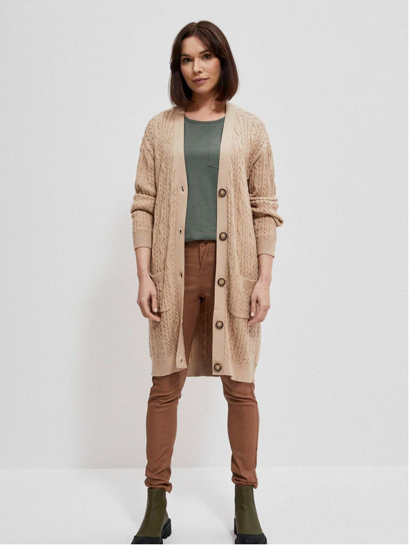 Moodo Bézs női hosszú kardigán Moodo