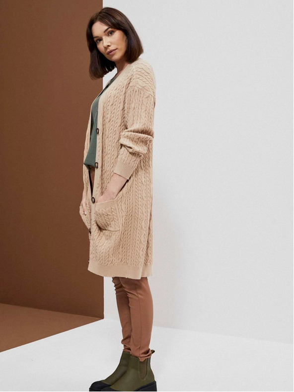 Moodo Bézs női hosszú kardigán Moodo