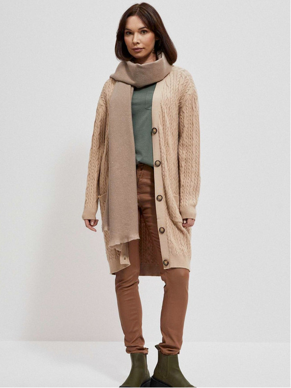 Moodo Bézs női hosszú kardigán Moodo