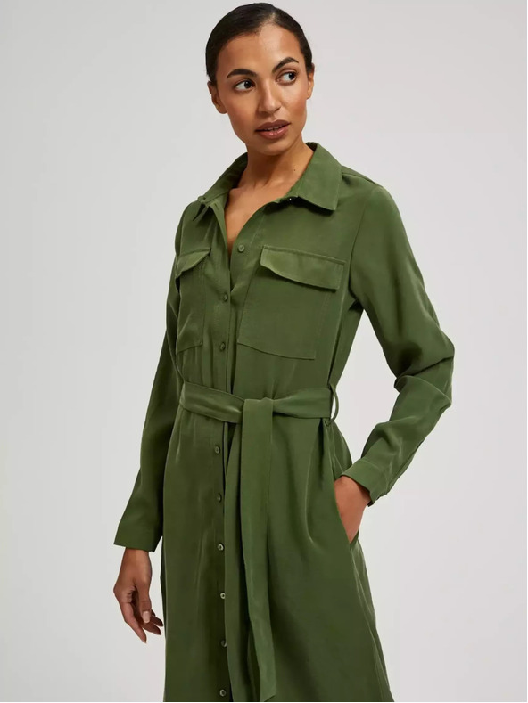 Moodo Khaki színű ing ruha hosszú ujjakkal Moodo