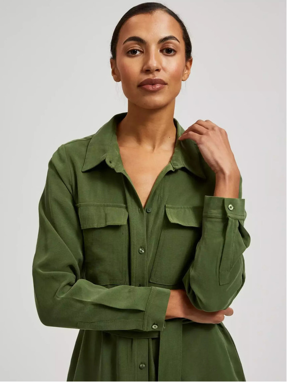 Moodo Khaki színű ing ruha hosszú ujjakkal Moodo