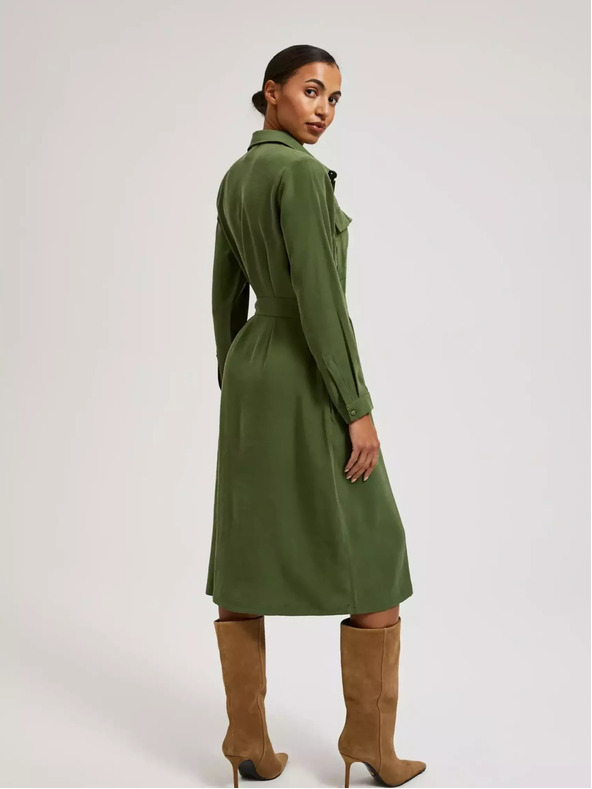 Moodo Khaki színű ing ruha hosszú ujjakkal Moodo