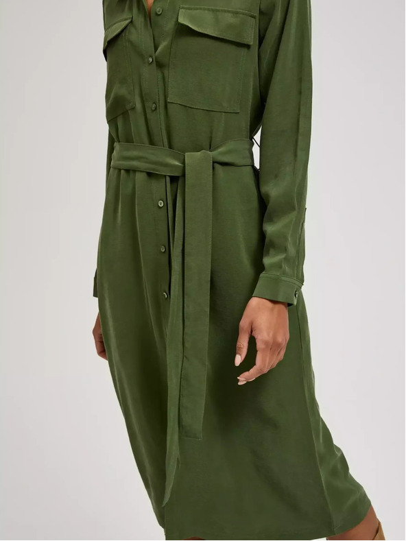 Moodo Khaki színű ing ruha hosszú ujjakkal Moodo