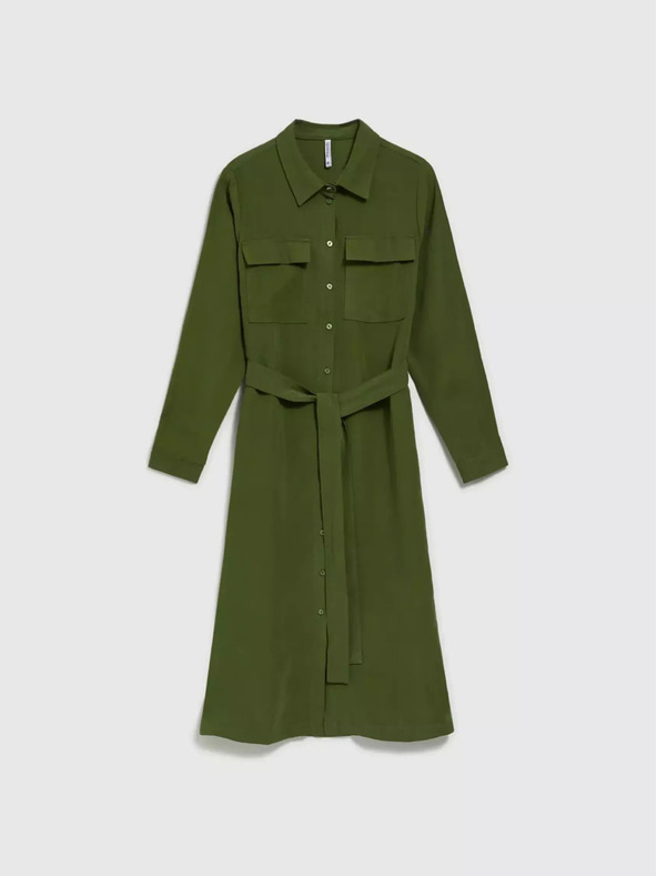 Moodo Khaki színű ing ruha hosszú ujjakkal Moodo