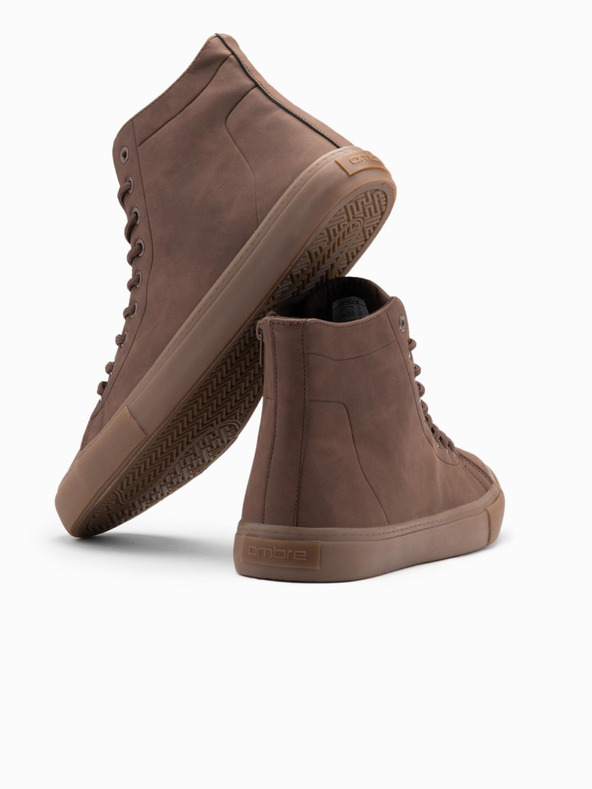 Ombre Clothing Férfi magas gumitalpú tornacipő barna Ombre Ruházat Ombre Ruházat