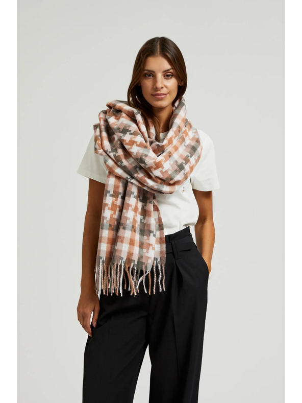 Moodo Fehér és barna női kockás sál Moodo