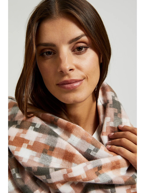 Moodo Fehér és barna női kockás sál Moodo