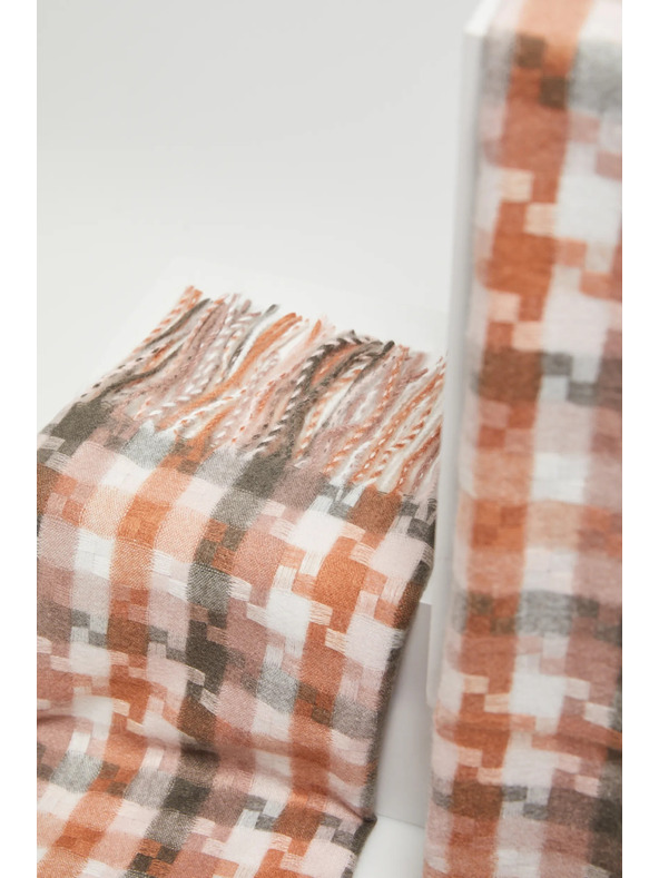 Moodo Fehér és barna női kockás sál Moodo