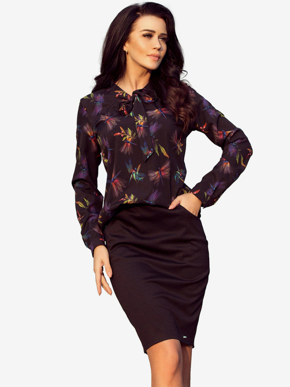 numoco Sötétkék női blúz mintás Numoco szövéssel