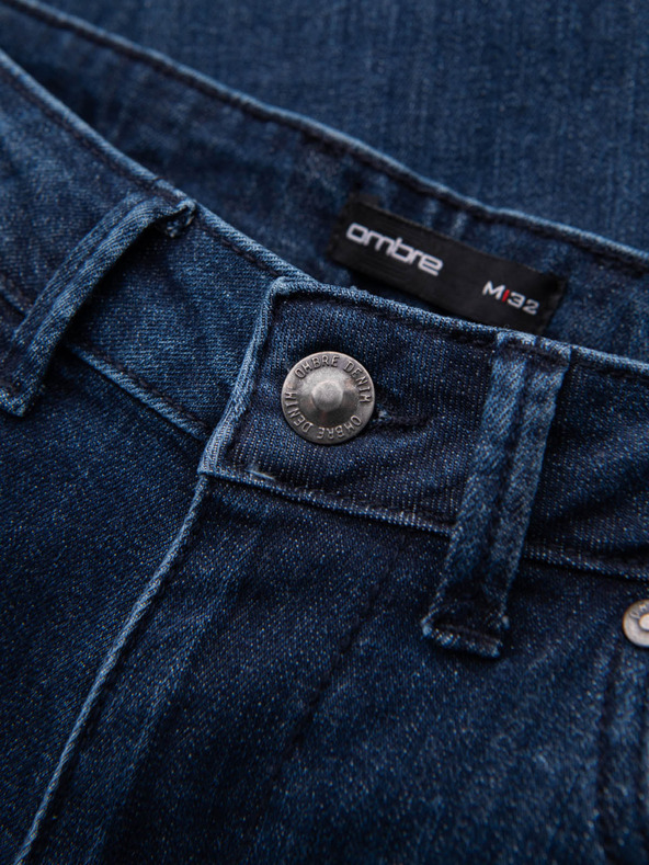 Ombre Clothing Férfi klasszikus mosott farmer REGULAR FIT kék Ombre ruházat