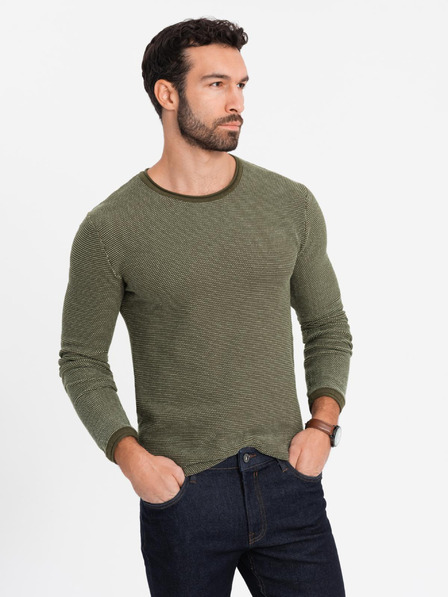 Ombre Clothing Férfi kötött RELAXED FIT pulóver mintával zöld Ombre ruházat