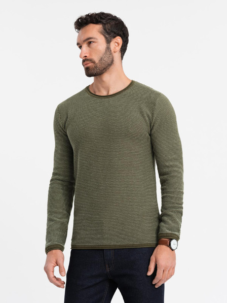 Ombre Clothing Férfi kötött RELAXED FIT pulóver mintával zöld Ombre ruházat