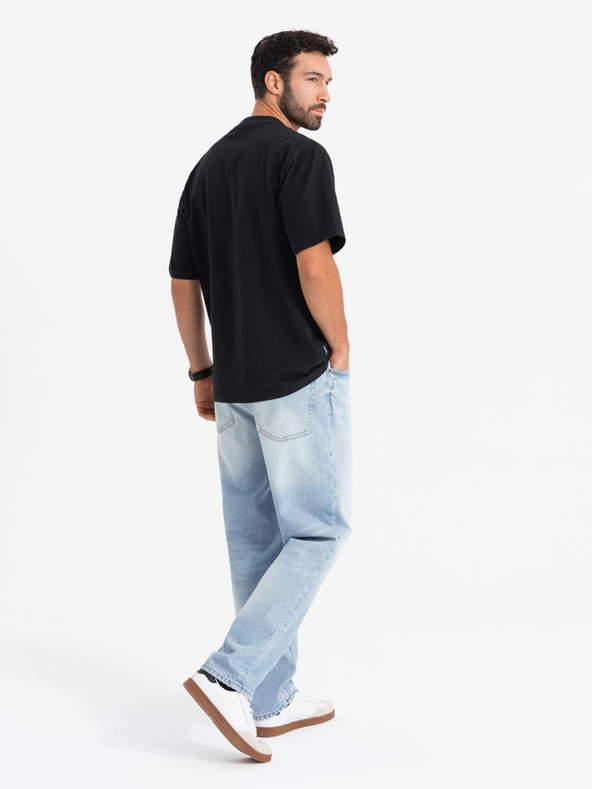 Ombre Clothing Férfi LOOSE FIT póló zsebbel fekete Ombre Ruházat