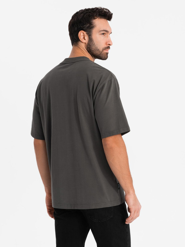 Ombre Clothing Férfi LOOSE FIT póló zsebbel khaki Ombre ruházat