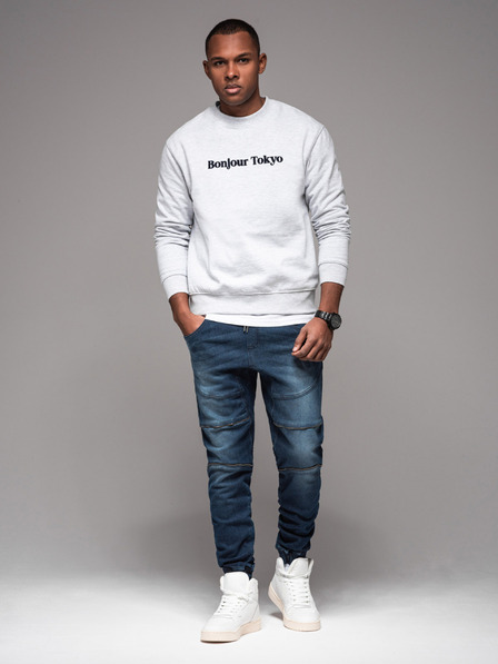 Ombre Clothing Férfi JOGGERY nadrág cipzáras cargo zsebbel kék Ombre Ruházat