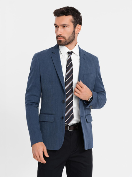 Ombre Clothing Elegáns férfi gyapjúkeverék blézer Navy Blue Ombre Clothing