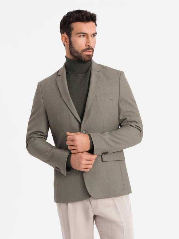 Ombre Clothing Elegáns férfi gyapjú keverék blézer Khaki Ombre ruházat
