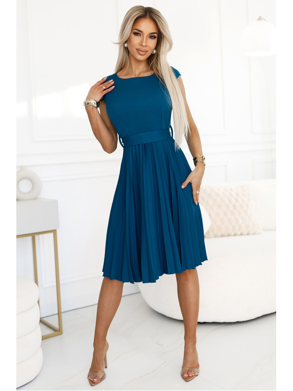 numoco Numoco Klasszikus pántos rövid ujjú ruha övvel