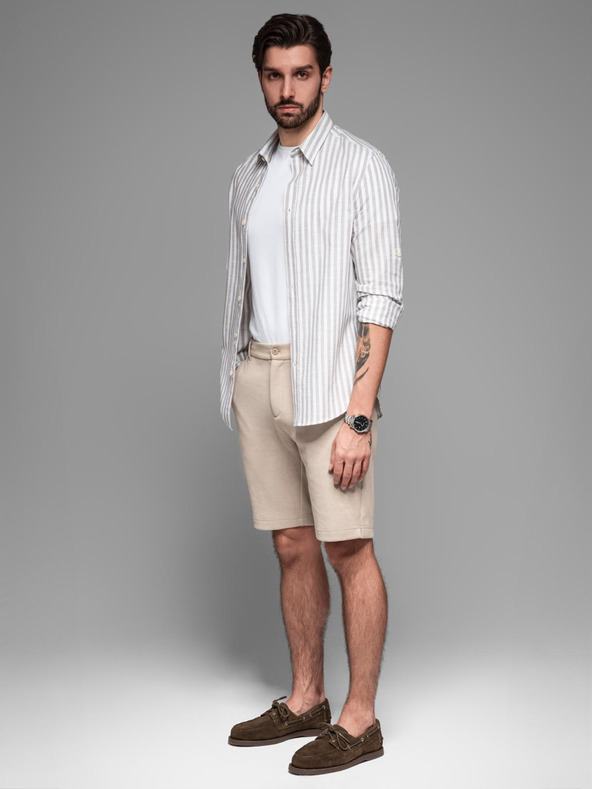 Ombre Clothing Férfi pamut tréningnadrág BASIC bézs Ombre ruházat