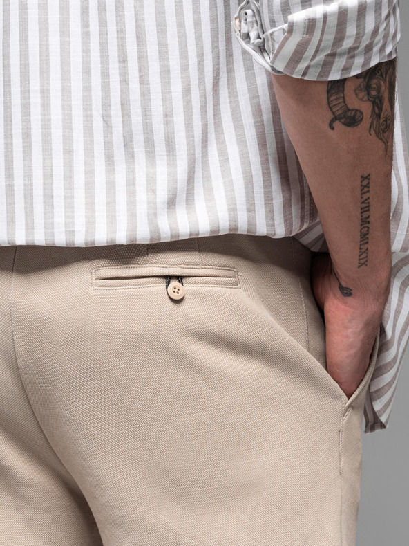 Ombre Clothing Férfi pamut tréningnadrág BASIC bézs Ombre ruházat