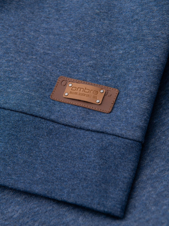 Ombre Clothing Férfi kapucnis pulóver gombokkal kék Ombre Clothing