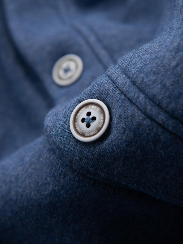 Ombre Clothing Férfi kapucnis pulóver gombokkal kék Ombre Clothing