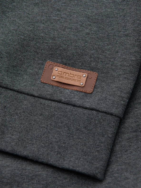 Ombre Clothing Férfi kapucnis pulóver gombokkal - grafit melange V4 OM-SSZP-0186 Ombre Ruházat Ombre