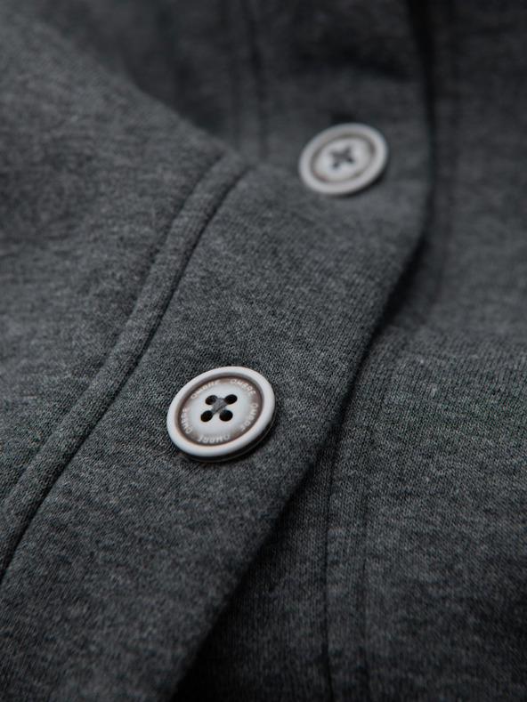 Ombre Clothing Férfi kapucnis pulóver gombokkal - grafit melange V4 OM-SSZP-0186 Ombre Ruházat Ombre