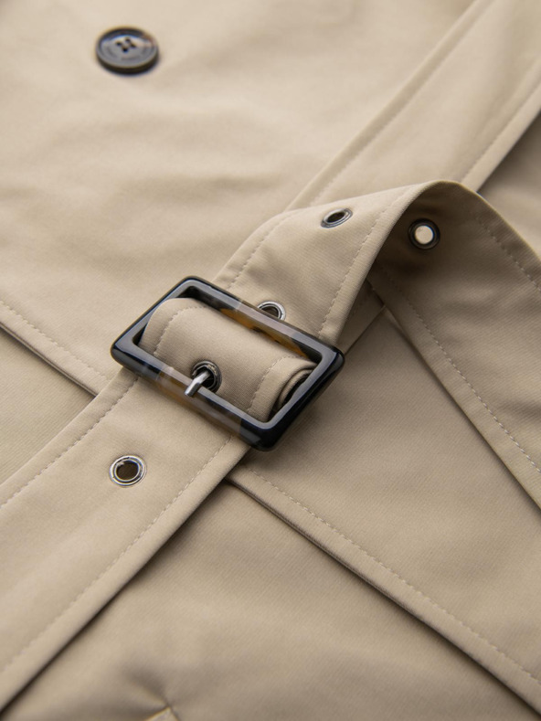 Ombre Clothing Elegáns férfi SLIM FIT kabát övvel bézs Ombre Ruházat Ombre Clothing