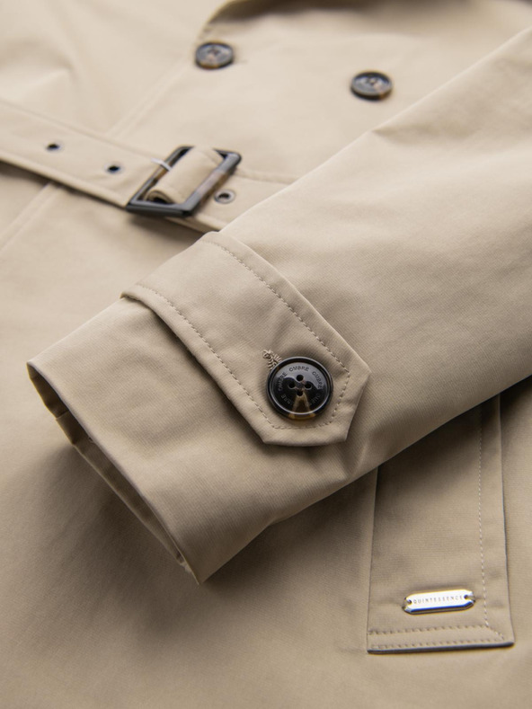 Ombre Clothing Elegáns férfi SLIM FIT kabát övvel bézs Ombre Ruházat Ombre Clothing