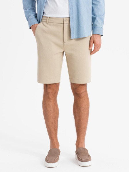 Ombre Clothing Férfi SLIM FIT rövidnadrág strukturált melange kötött bézs Ombre ruházat