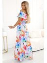 numoco Hosszú nyári ruha övvel - színes virágmintás Numoco