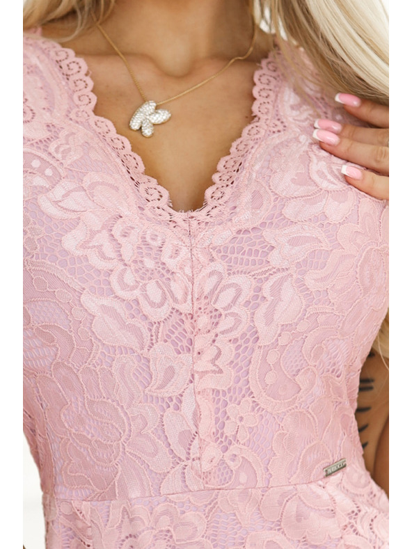 numoco Rövid ujjú csipkeruha nyakkivágással - Numoco