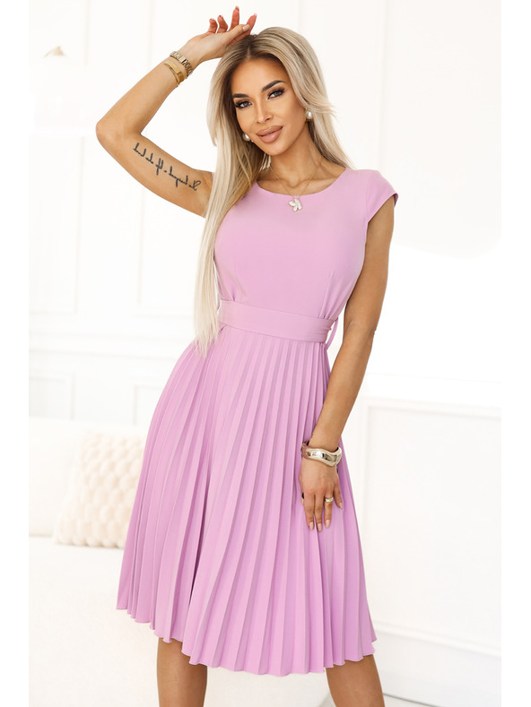 numoco Klasszikus pántos rövid ujjú ruha övvel - Numoco