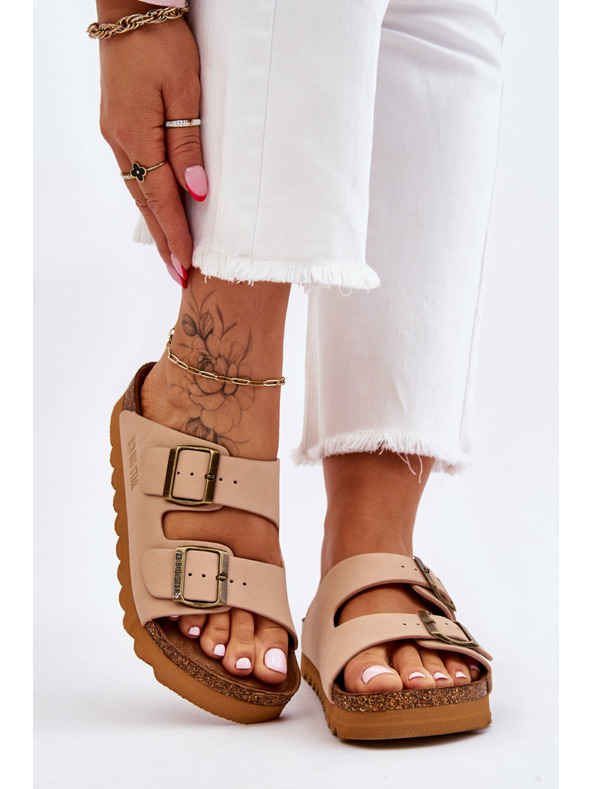 BIG STAR SHOES Big Star LL274478 Bézs színű női klasszikus papucsok