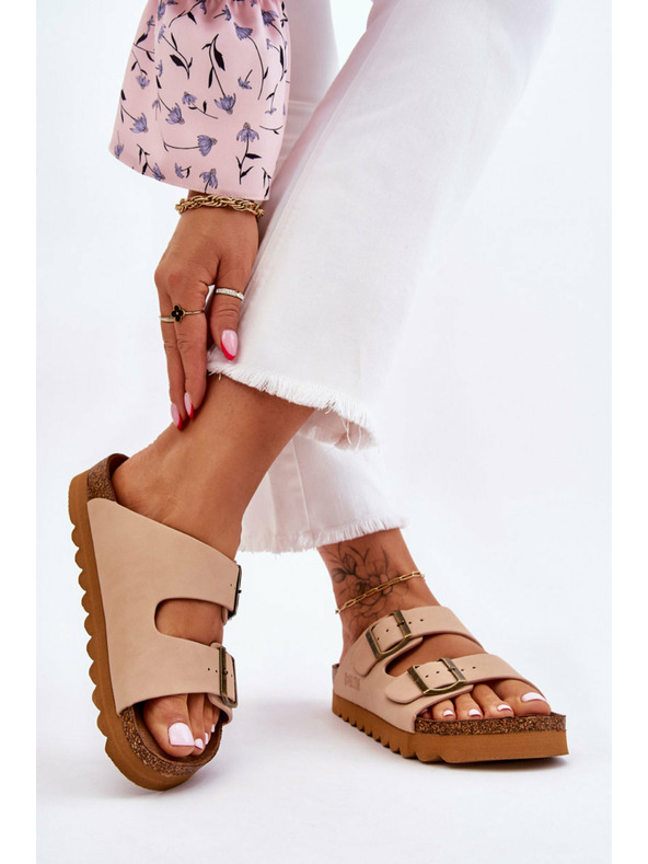 BIG STAR SHOES Big Star LL274478 Bézs színű női klasszikus papucsok