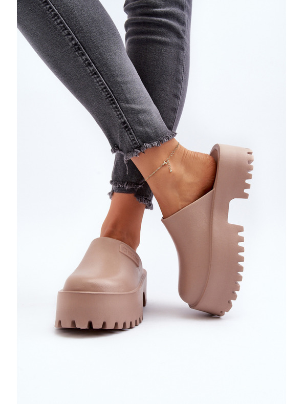 BIG STAR SHOES Női szilárd talpú papucs Big Star bézs színű