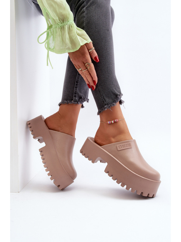 BIG STAR SHOES Női szilárd talpú papucs Big Star bézs színű