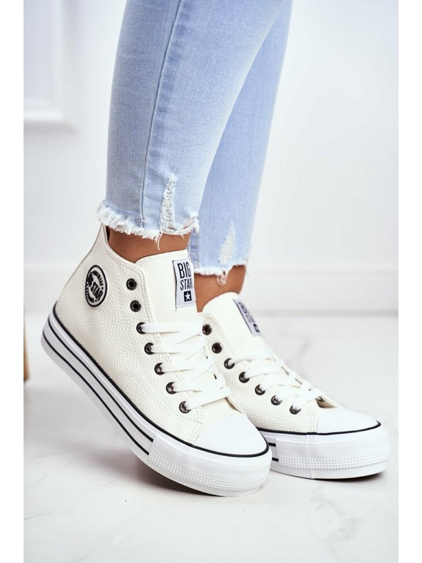 BIG STAR SHOES Női Big Star magas tornacipő - fehér