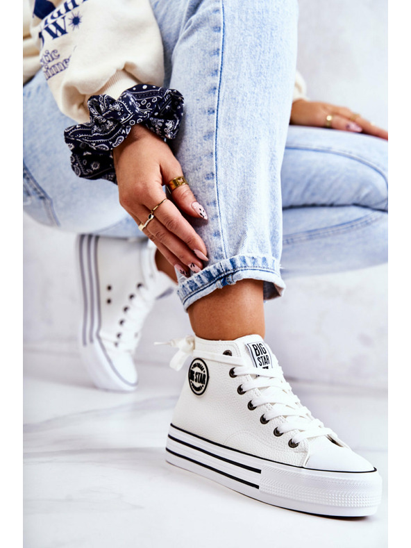 BIG STAR SHOES Női Big Star magas tornacipő - fehér
