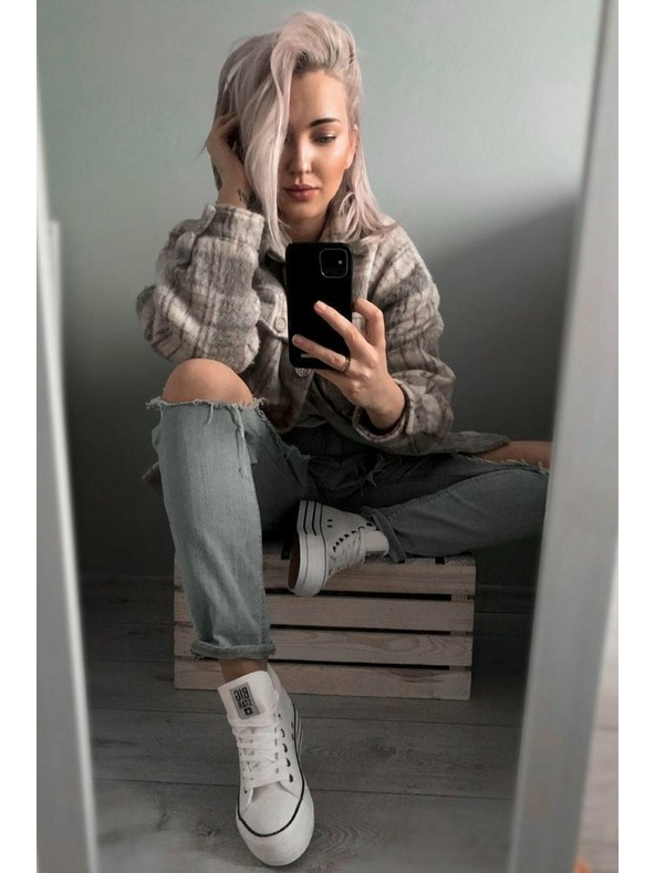 BIG STAR SHOES Női Big Star magas tornacipő - fehér