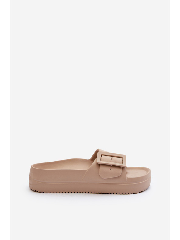 BIG STAR SHOES Női platformos habszivacs papucs csattal Big Star bézs színű