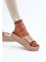 BIG STAR SHOES Női platformos habszivacs papucs csattal Big Star bézs színű