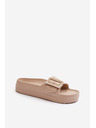 BIG STAR SHOES Női platformos habszivacs papucs csattal Big Star bézs színű