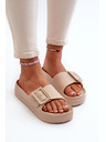 BIG STAR SHOES Női platformos habszivacs papucs csattal Big Star bézs színű