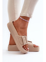 BIG STAR SHOES Női platformos habszivacs papucs csattal Big Star bézs színű
