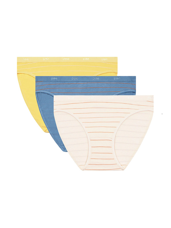 DIM Női pamut bugyi 3 db - világoskék - narancs - sárga DIM